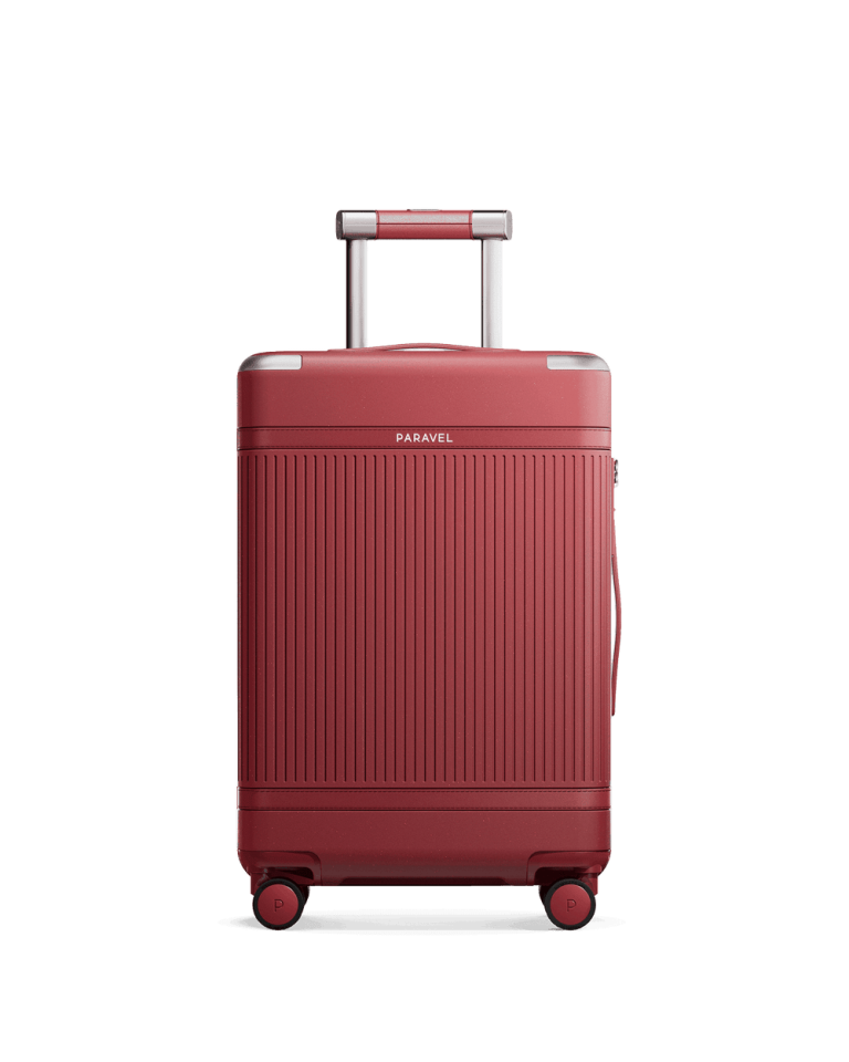 Paravel Aviator Carry-On Plus, Newport Red Paravel Aviator Carry-On Plus in Newport Red, front view