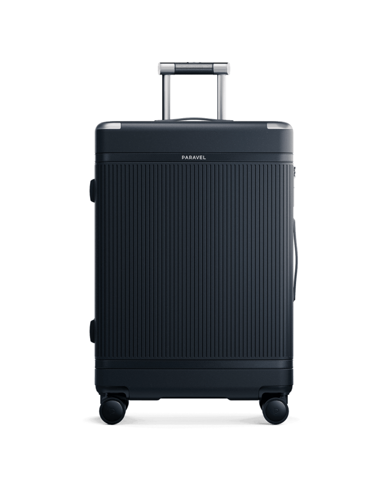Paravel Aviator Grand, Bar Harbor Navy Paravel Aviator Grand checked suitcase in Bar Harbor Navy, front view