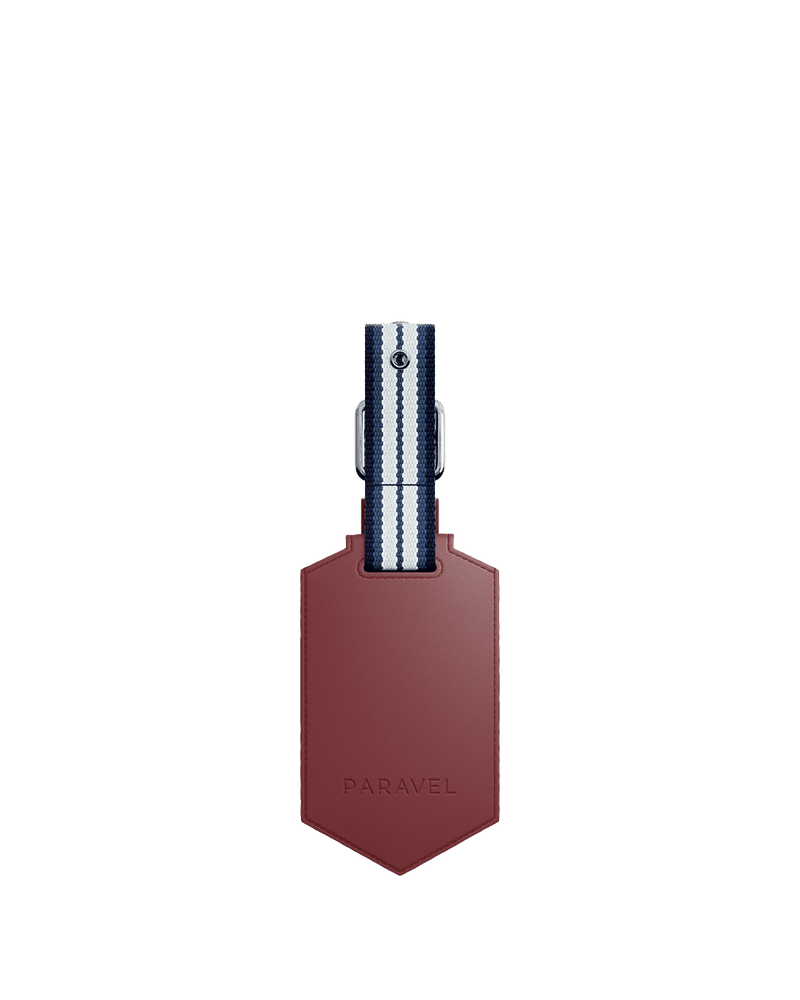 Paravel Luggage Tag, Newport Red Paravel luggage tag in Newport Red with striped webbing strap
