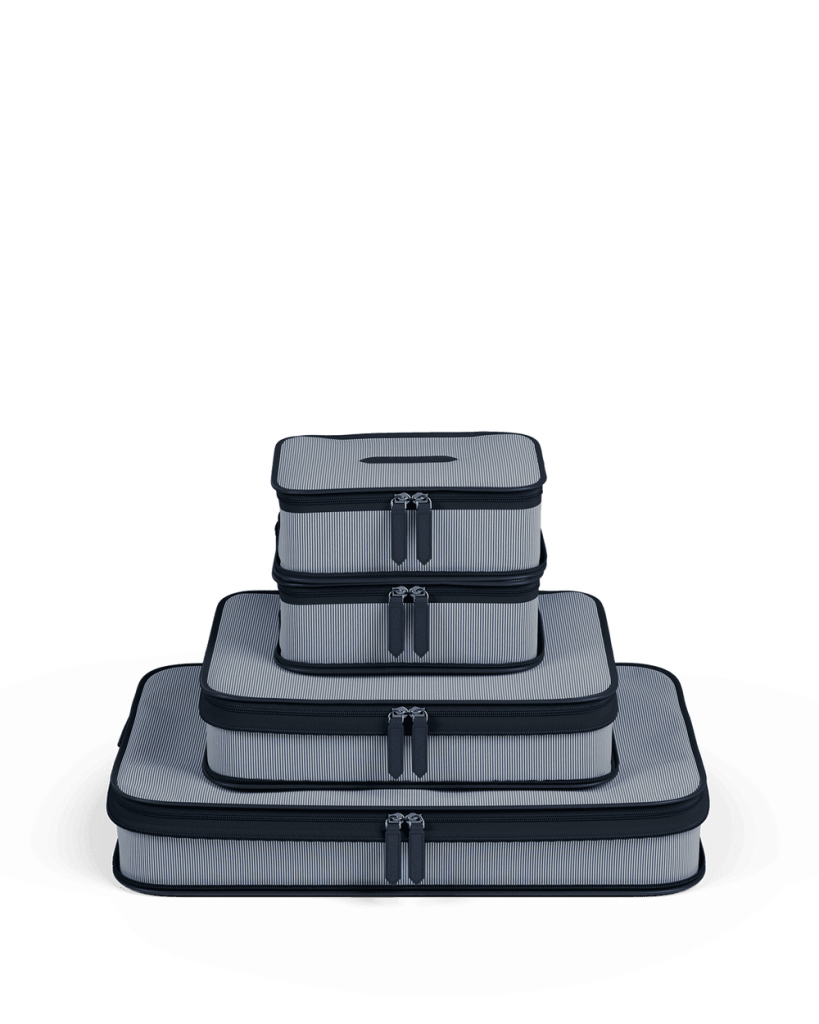 Paravel Packing Cubes 4 Pack, Bar Harbor Navy Paravel Packing Cubes 4 Pack in Bar Harbor Navy, stacked from largest to smallest